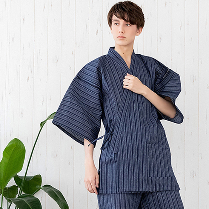 甚平 メンズ メンズ甚平 浴衣 【 綿麻しじら甚平単品 18色展開 】 麻 綿 ギフト プレゼント 誕生日 お父さん 父の日 おしゃれ 実用的 パジャマ 部屋着 (rg) | KYOETSU | 10