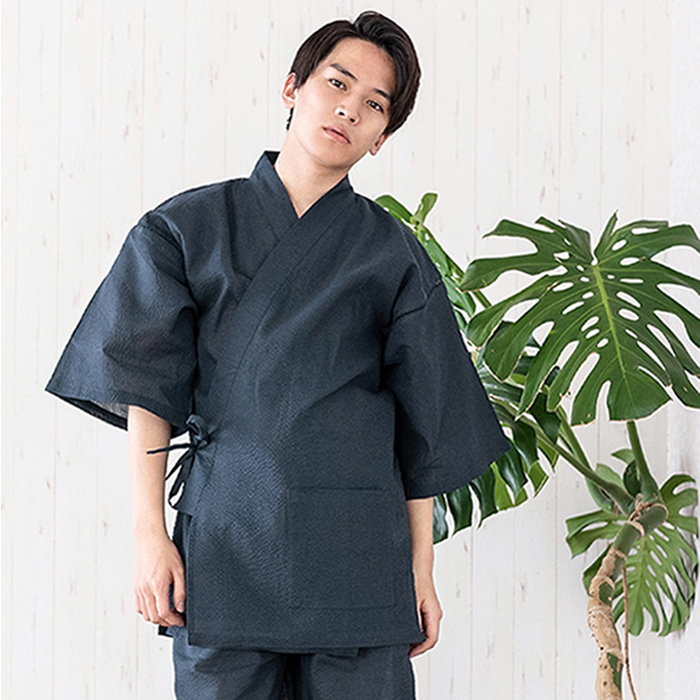 甚平 メンズ メンズ甚平 浴衣 【 綿麻しじら甚平単品 18色展開 】 麻 綿 ギフト プレゼント 誕生日 お父さん 父の日 おしゃれ 実用的 パジャマ 部屋着 (rg) | KYOETSU | 15