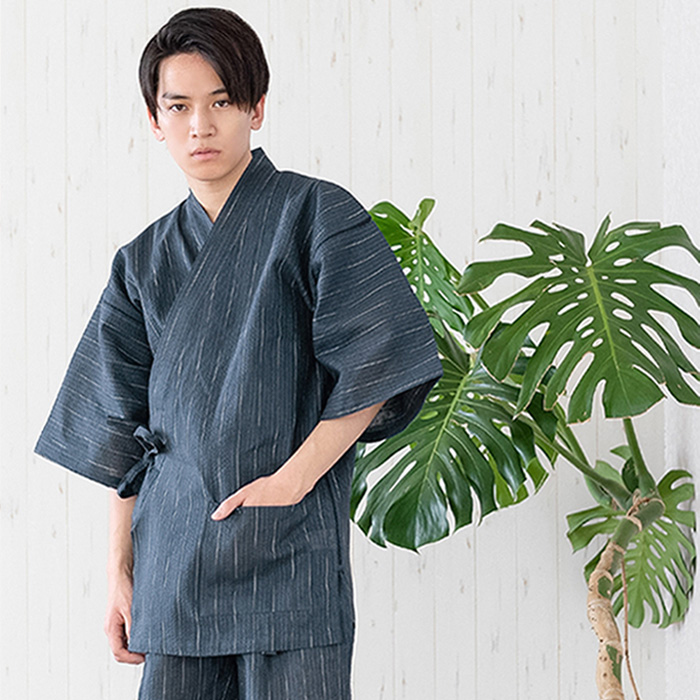 甚平 メンズ メンズ甚平 浴衣 【 綿麻しじら甚平単品 18色展開 】 麻 綿 ギフト プレゼント 誕生日 お父さん 父の日 おしゃれ 実用的 パジャマ 部屋着 (rg) | KYOETSU | 16