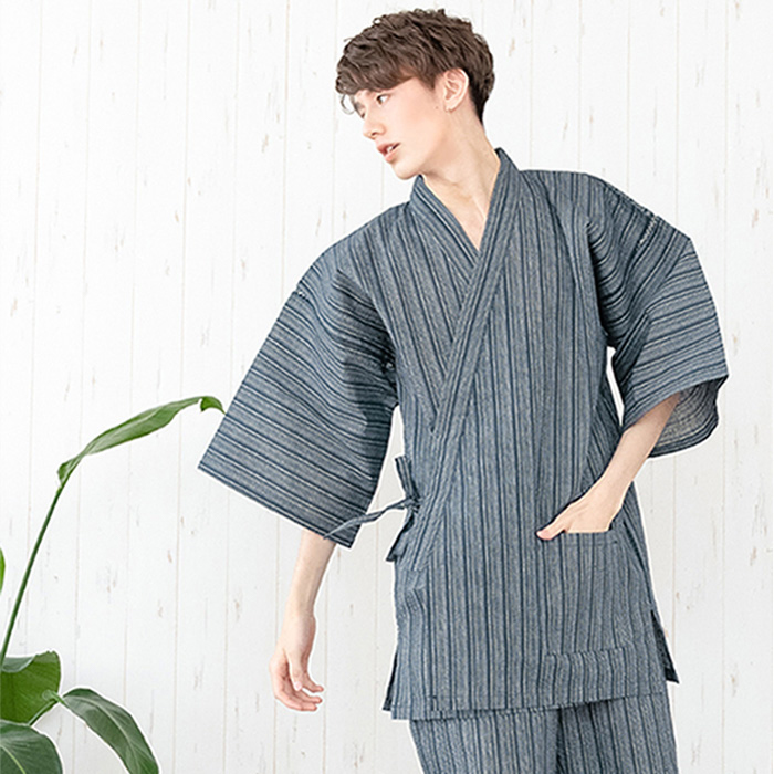 甚平 メンズ メンズ甚平 浴衣 【 綿麻しじら甚平単品 18色展開 】 麻 綿 ギフト プレゼント 誕生日 お父さん 父の日 おしゃれ 実用的 パジャマ 部屋着 (rg) | KYOETSU | 17