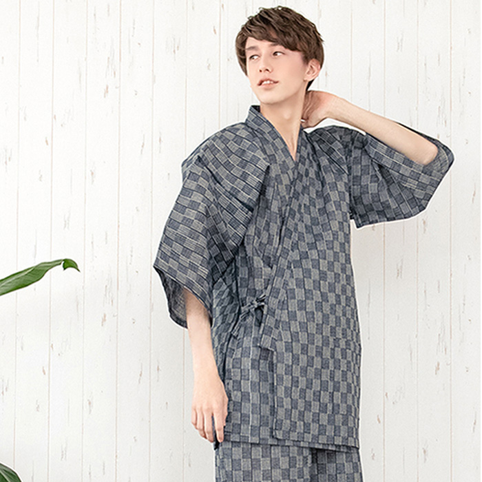 甚平 メンズ メンズ甚平 浴衣 【 綿麻しじら甚平単品 18色展開 】 麻 綿 ギフト プレゼント 誕生日 お父さん 父の日 おしゃれ 実用的 パジャマ 部屋着 (rg) | KYOETSU | 18