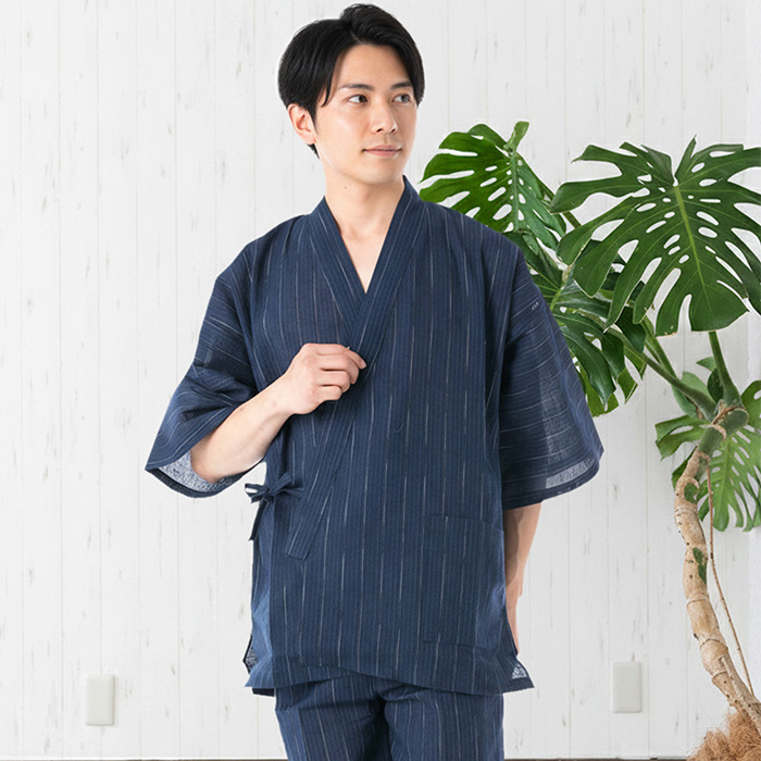 KYOETSU（京越） 甚平 メンズ メンズ甚平 【 綿 しじら 甚平単品 】 綿 