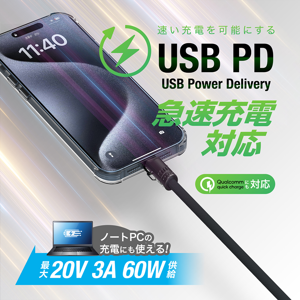 充電できる スマートフォンショルダーストラップ USB Type-C to C ケーブル レディース メンズ くすみカラー PD60W 急速充電 各種対応 USB-C充電ケーブル RTSTR3 | KYOHAYA | 11