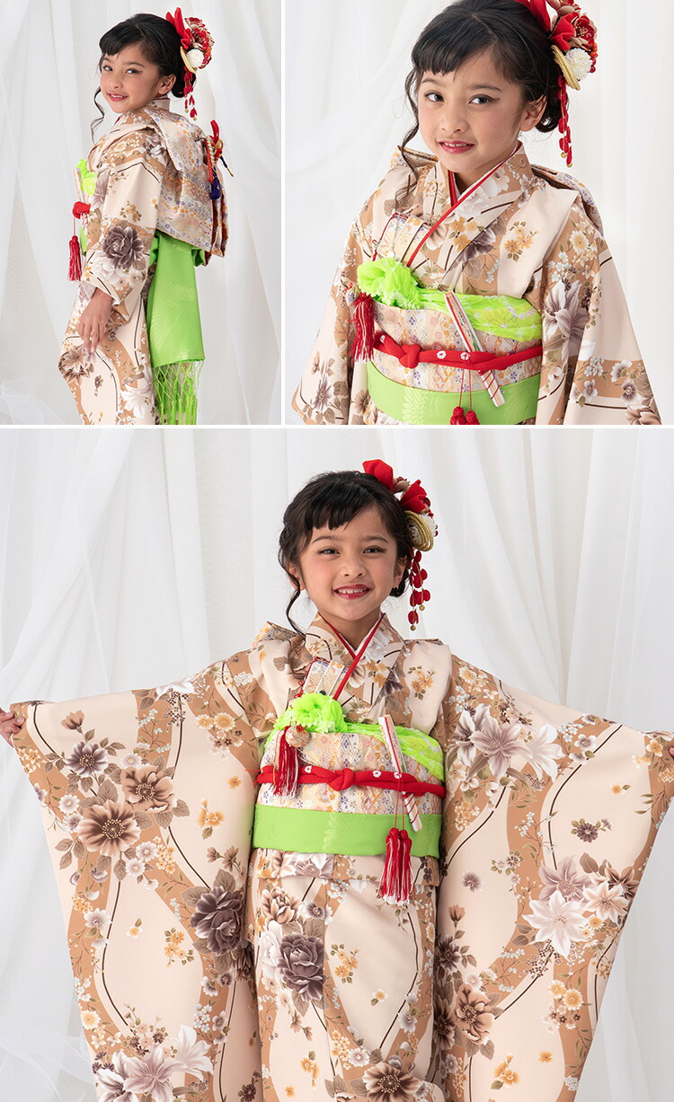 お値下げ中　サービス帯付き&足袋付き　七五三　3歳女児用　着物 七五三 着物 7歳 四つ身セット(結び帯セット) 女の子 16点フル