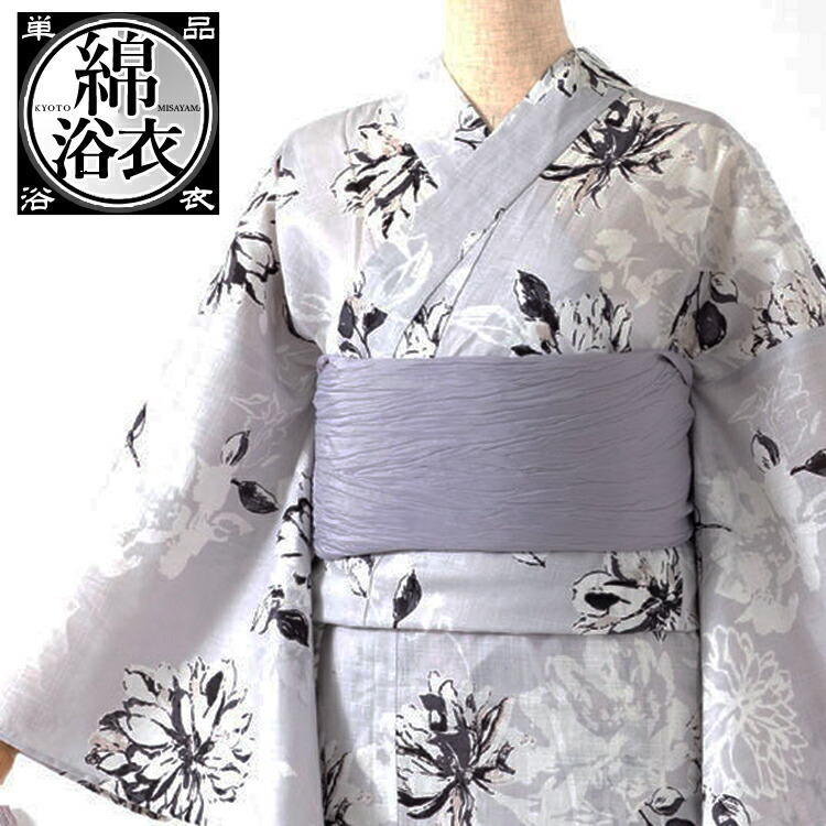 龍村美術織物 花柄 浴衣単品 グレー　 日本製　綿生地　F寸 24517004-toy11sg_ca1.jpg