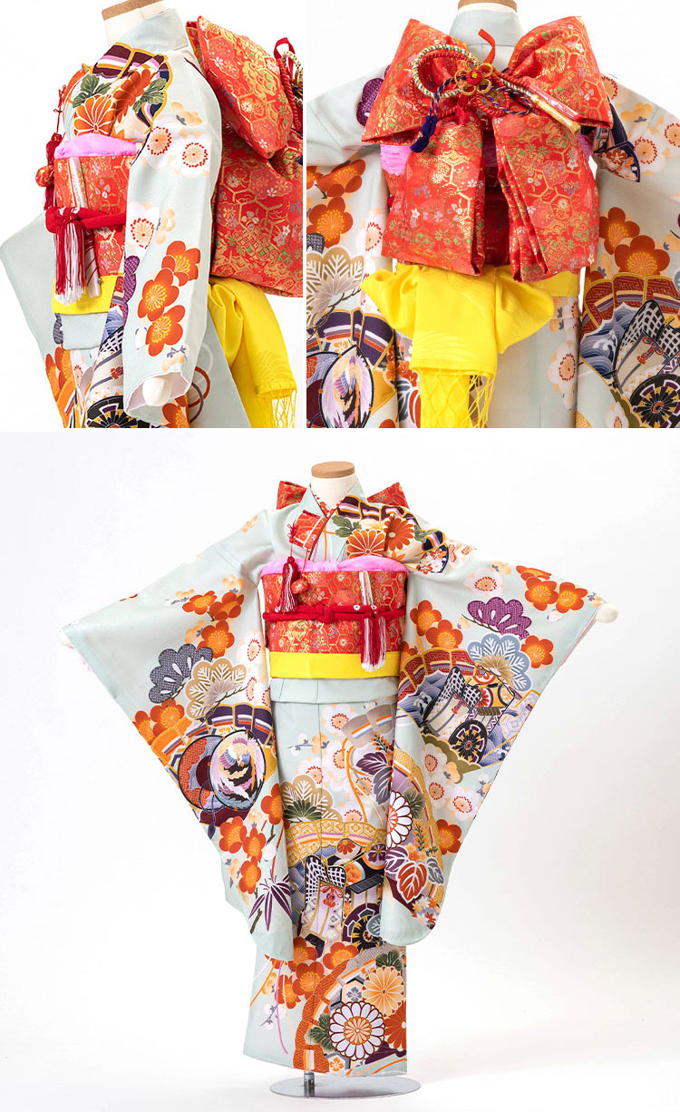 七五三 着物 7歳 四つ身セット(結び帯セット) 女の子 16点フルセット