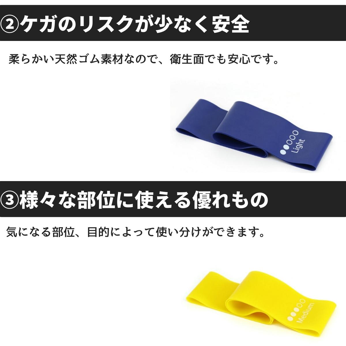 トレーニングバンド ゴム 5本セット エクササイズバンド 強度別 ゴムバンド 筋トレ ヒップバンド ジム ダイエット トレーニングチューブ リハビリ 女性｜kyomo-store｜06