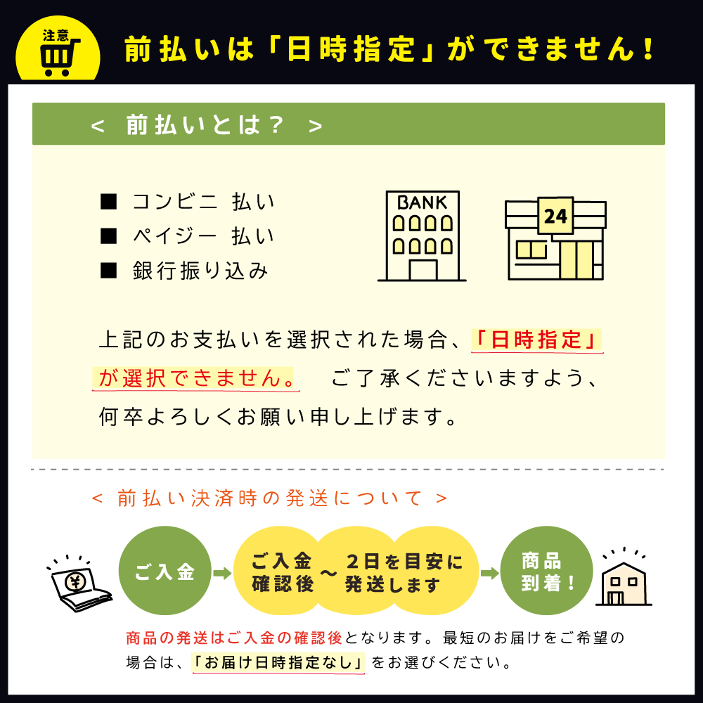 コンビニ払いは日時指定ができません