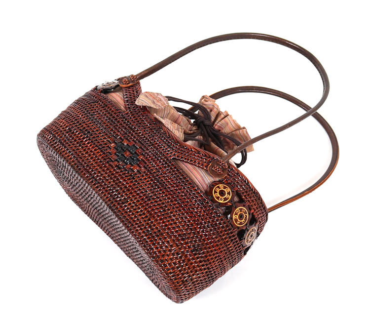 アタバッグ カゴバッグ 夏 バッグ 茶 ブラウン アタ 浴衣 籠バッグ