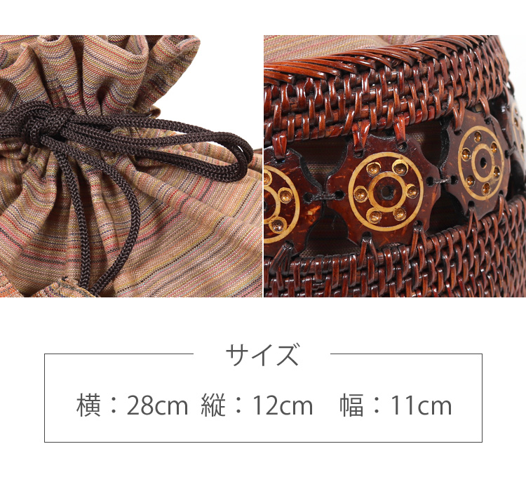 アタバッグ カゴバッグ 夏 バッグ 茶 ブラウン アタ 浴衣 籠バッグ