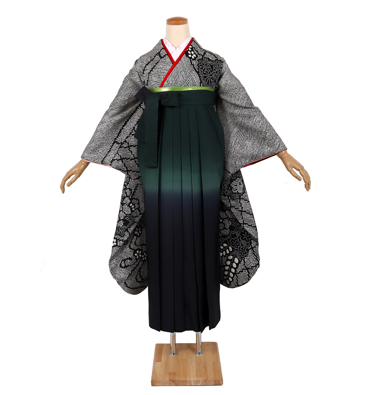 【黒の振袖と袴】フルセット一式 袴レンタル 卒業式 女性 フルセット 総絞り 絞り 黒 振袖 袴