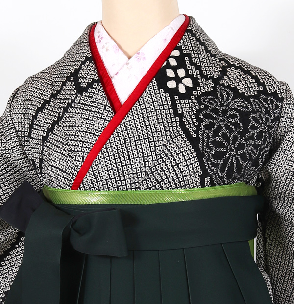 袴レンタル 卒業式 女性 フルセット 総絞り 絞り 黒 振袖 袴
