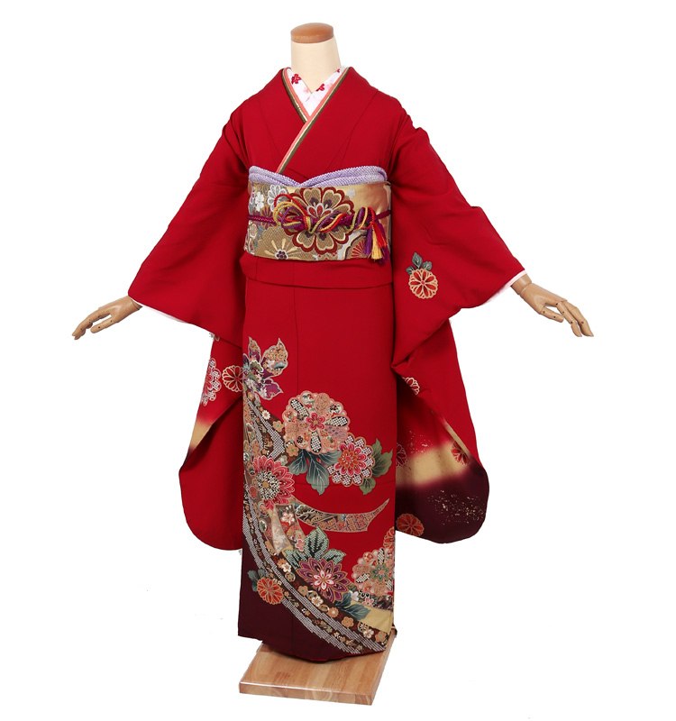 振袖フルセット✨赤✨成人式✨二十歳の集い✨ 振袖 レンタル 成人式 21点セット レトロ 成人式セット 花 赤系