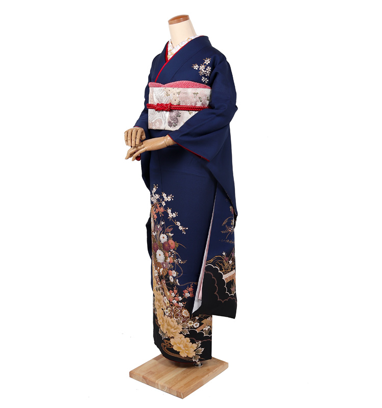振袖 レンタル 成人式 結婚式 青 紺 トールサイズ セット 貸衣装 貸