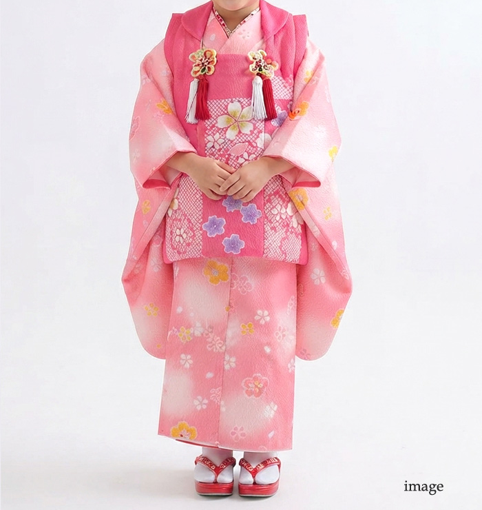 七五三 着物 3歳 レンタル フルセット 女の子 被布セット ピンク 貸