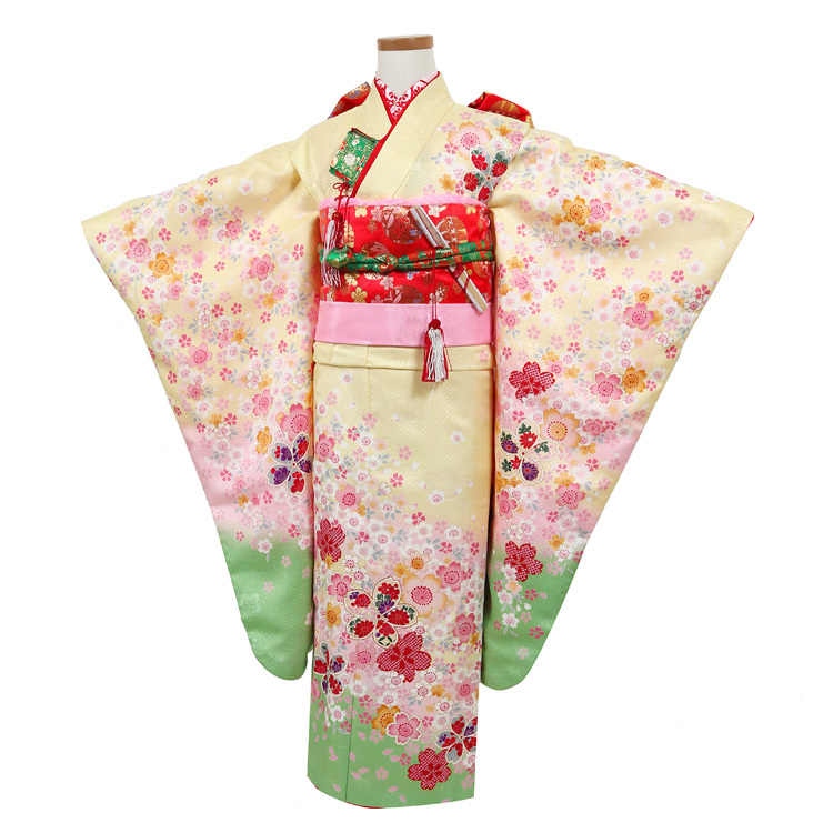 七五三 着物 7歳 レンタル フルセット 女の子 箱迫セット クリーム