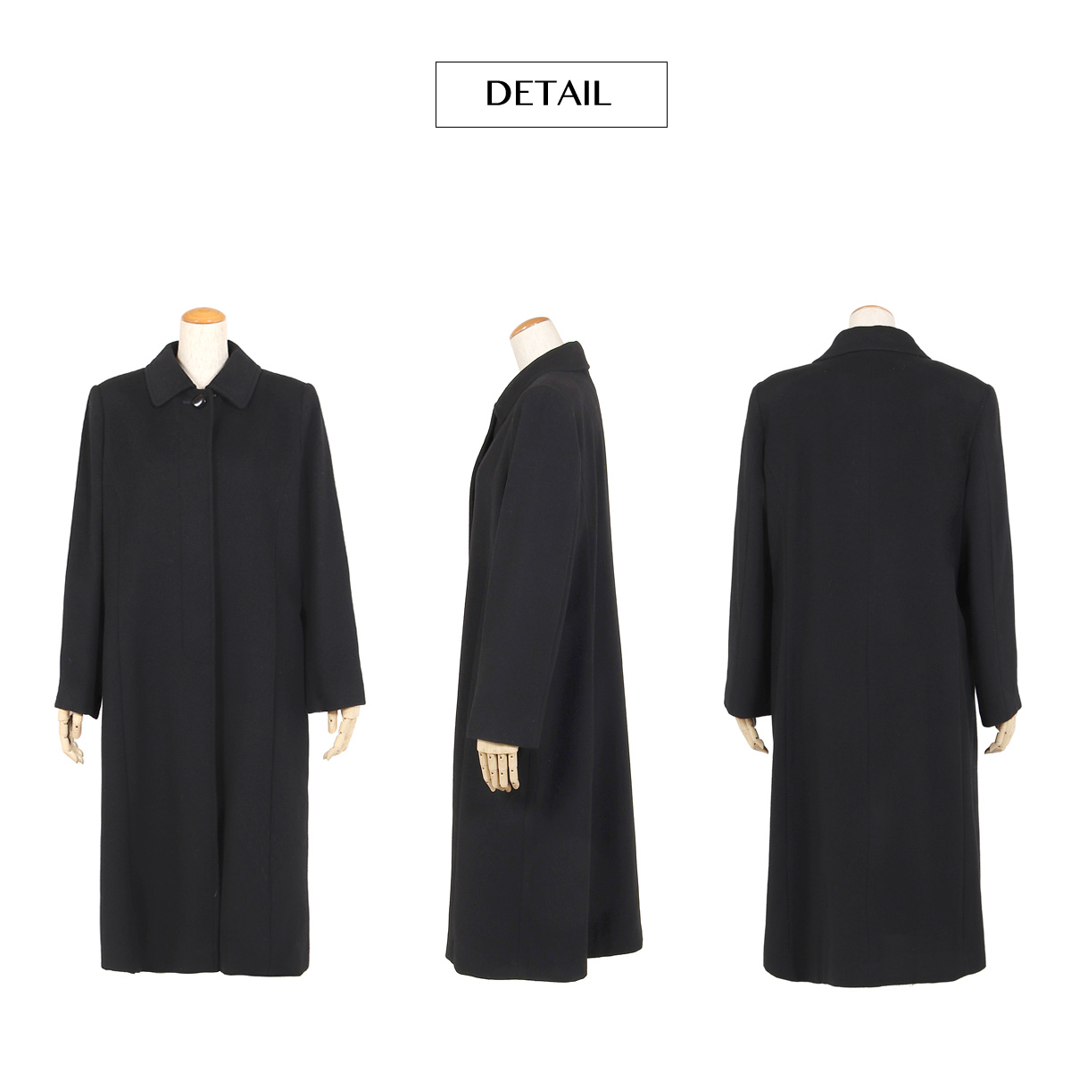 フォーマルコート 詳細 マネキン着用 正面 横面 背面