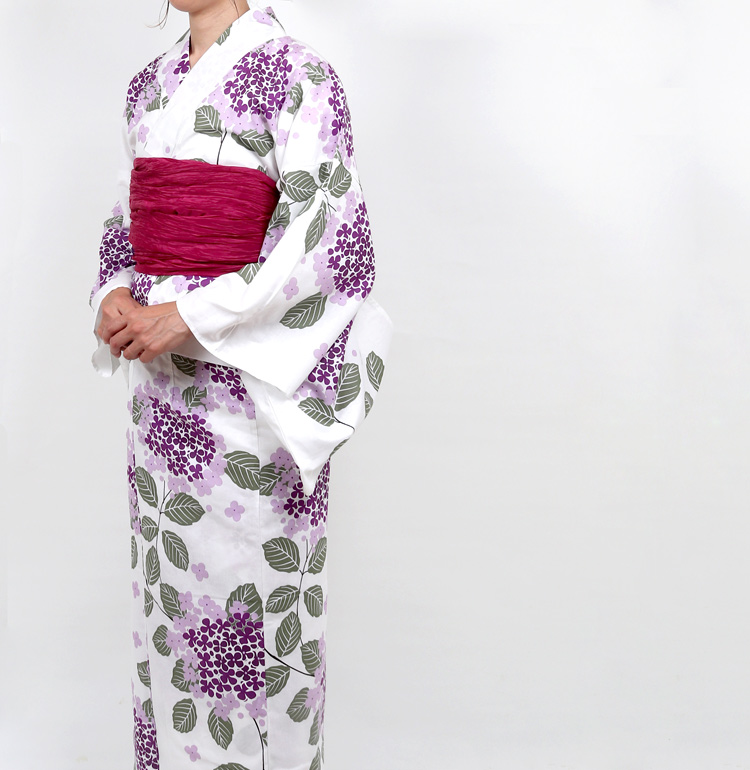 二部式 浴衣 レディース 女性 セパレート 単品 白 紫陽花 フリーサイズ
