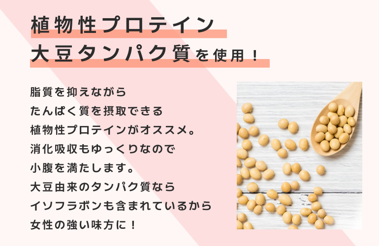 植物性プロテイン大豆タンパク質を使用