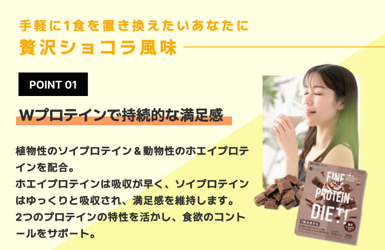 Wプロテインで持続的な満足感