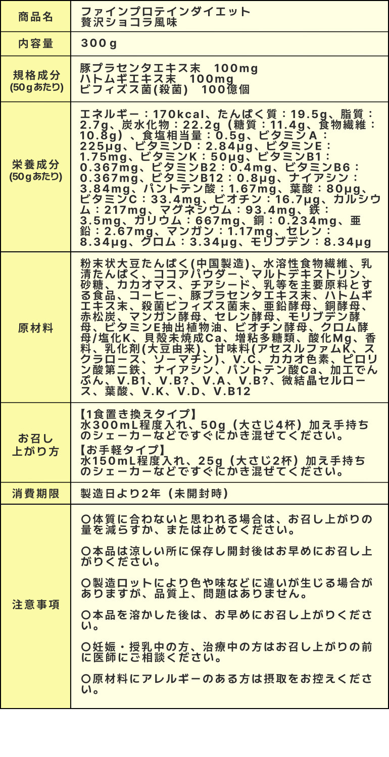 プロテインダイエット製品情報