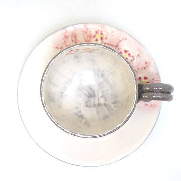 京焼 清水焼 コーヒーカップ＆ソーサ― 一珍しだれ桜珈琲碗皿 景春窯