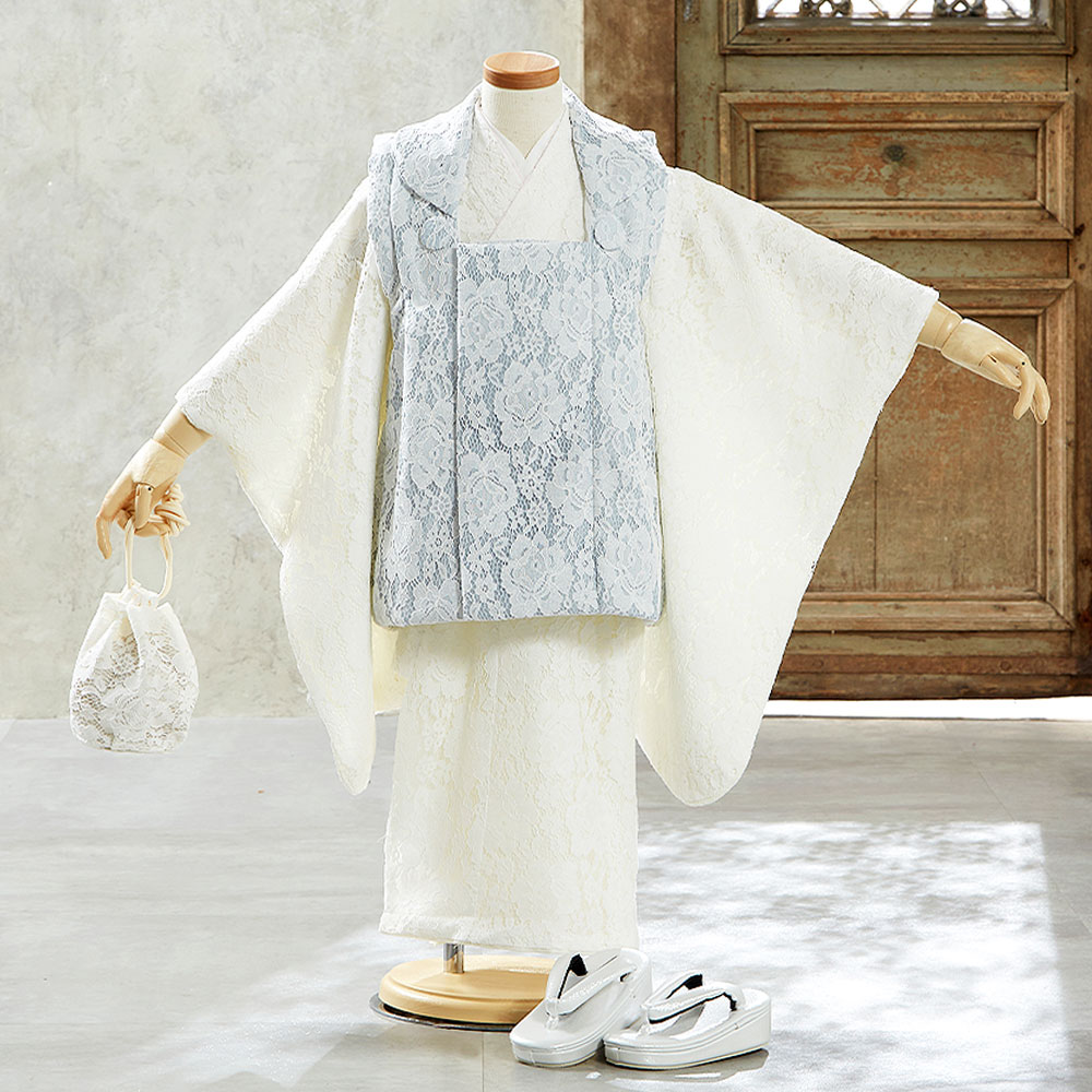 七五三用被布　レース被布 ☆【レンタル】七五三 被布セット レース レンタル 753 3歳用 被布 8点