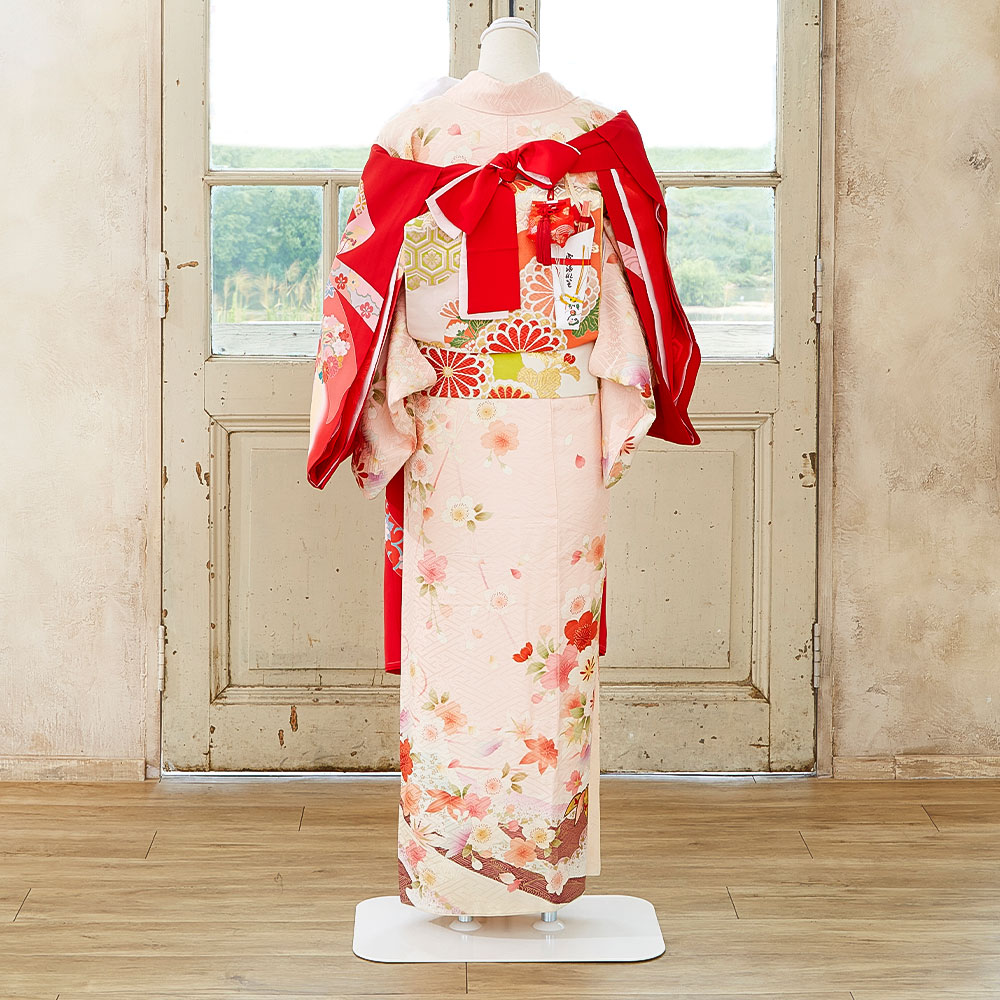 女児祝い着 初着 産着 正絹 金彩 束ね熨斗 着物 kimono A-1073-