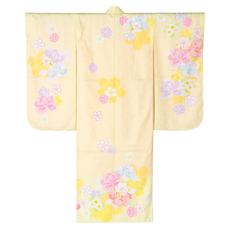 販売】七五三 女の子 着物 四つ身 単品 7歳 絵羽柄 襦袢付き