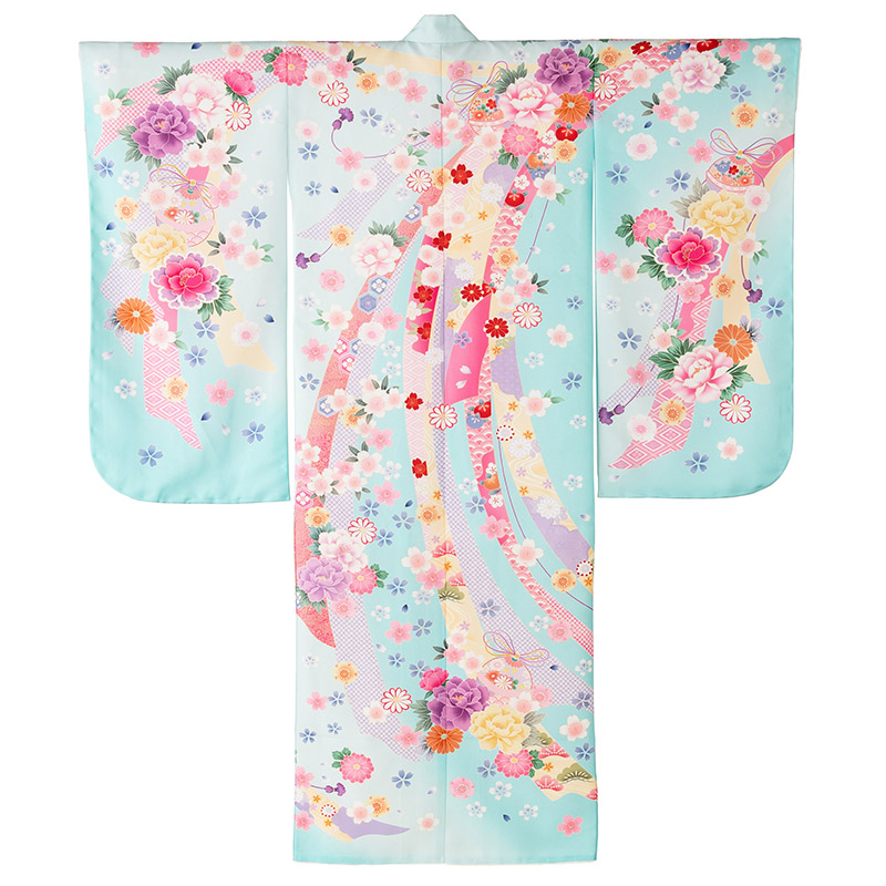 販売】七五三 女の子 着物 四つ身 祝い着 単品 7歳 絵羽柄 襦袢付き