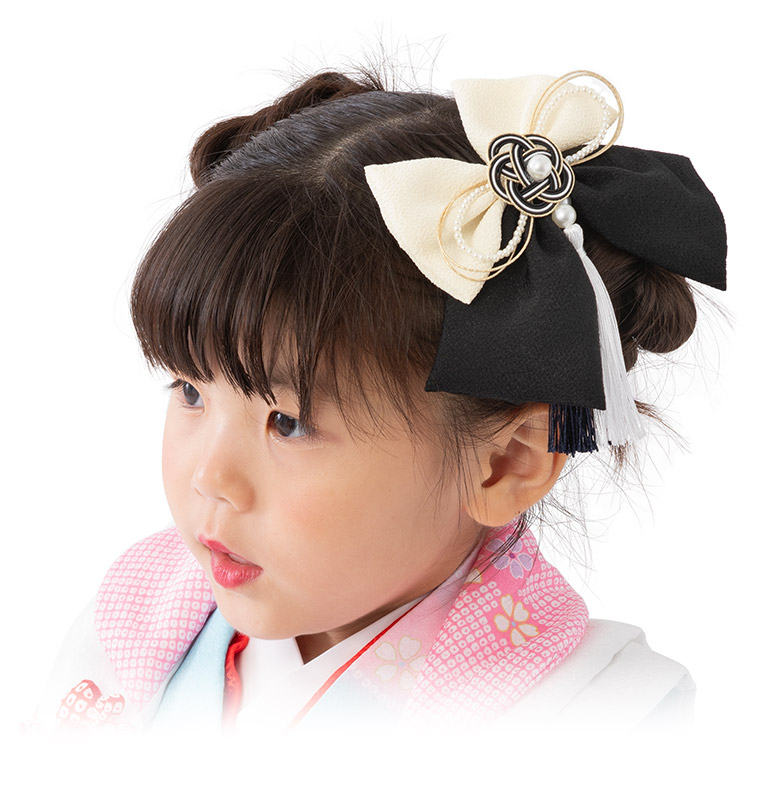 七五三 髪飾り 3歳 5歳 7歳 三歳 五歳 七歳 ちりめん 水引き リボン