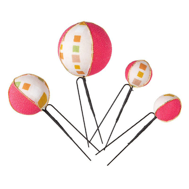 髪飾り 4点セット ピンク サーモンピンク 水色 玉飾り 球体 和玉 ボール｜kyoto-miyabi｜03