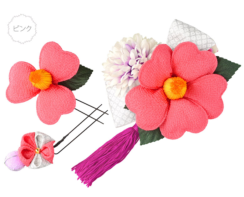 半額以下 最終値下げ 髪飾り ちりめん つまみ細工 縮緬 モダン椿
