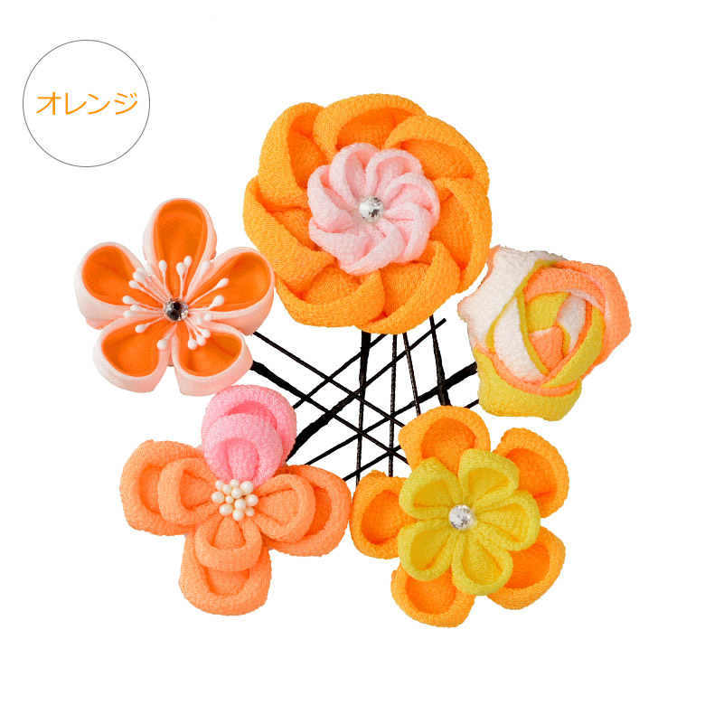髪飾り セット ちりめん つまみ細工 ねじり梅に小花 メール便