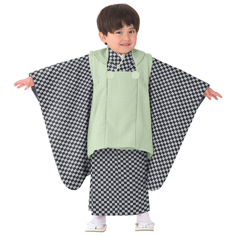 楽天市場】七五三 着物 男の子 3歳 2歳 被布 セット オフ白 黒