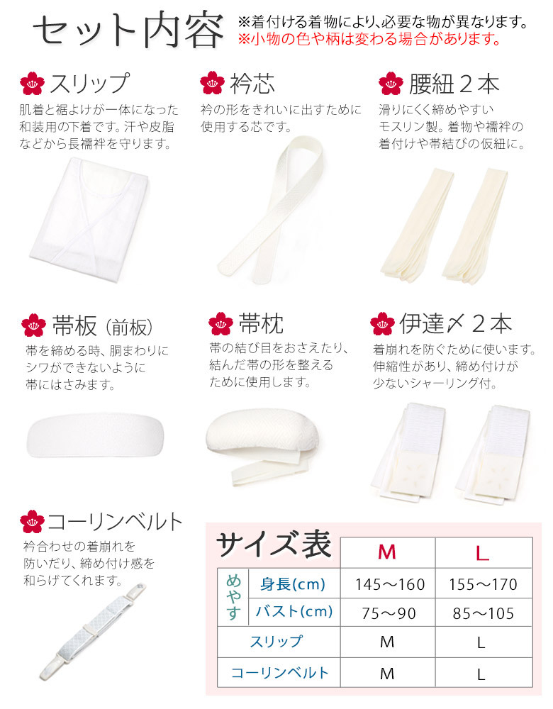 着付け 小物 9点 セット 着物用 留袖用 フォーマル L : 京の