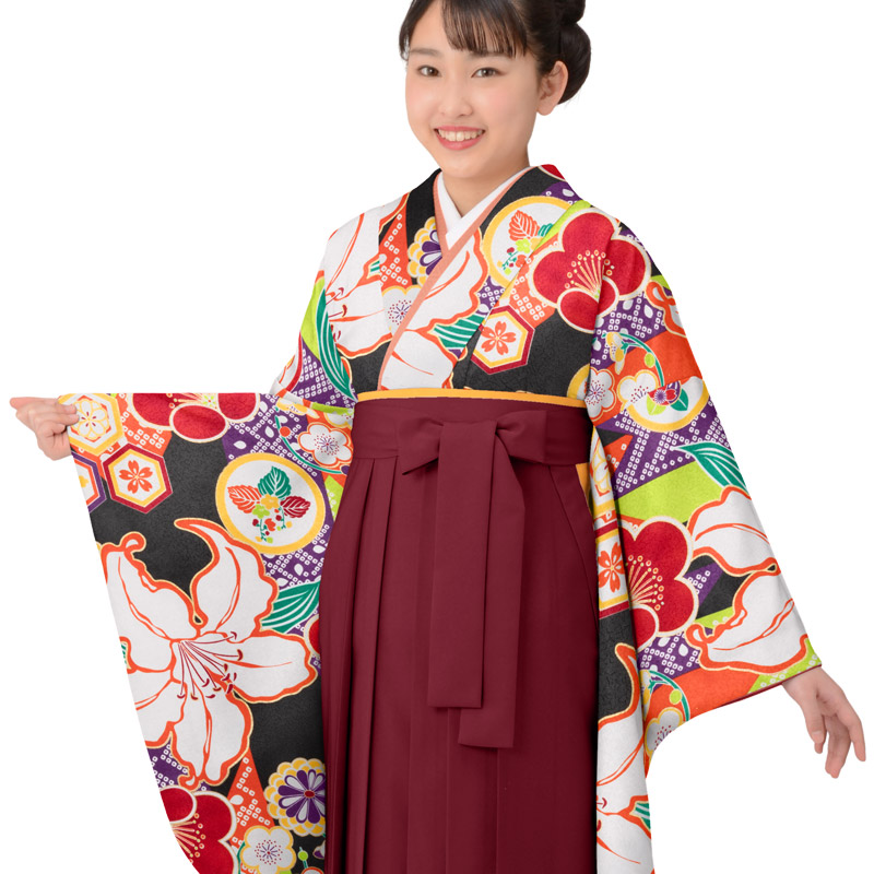 新品登場卒業式 袴セット ふっくらさん 大きいサイズ 小紋柄 二尺袖 無地袴 3点セット 小振袖 ゆったり袴 ワイド袴 レディース 大学生 小学生