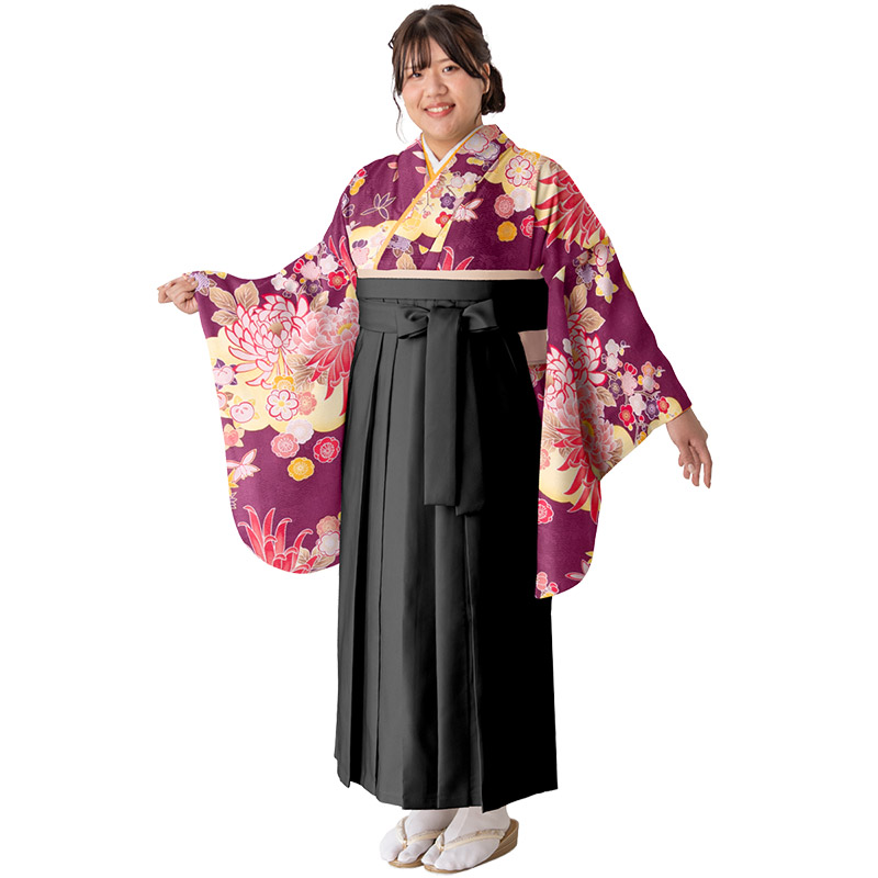 ぽっちゃりサイズ 卒業式 袴セット プラスサイズ ワイド着物 ワイド袴