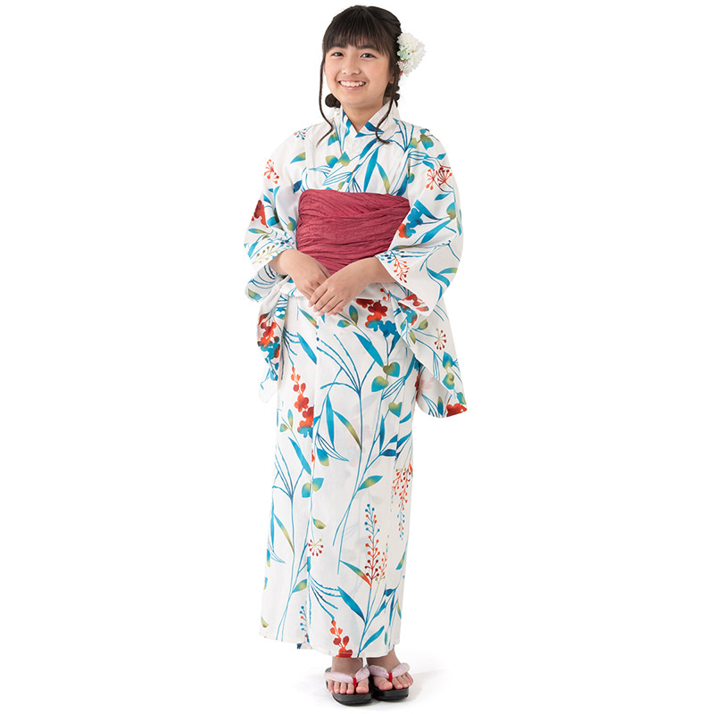 浴衣セット 女の子 140cm 150cm ジュニア しわ兵児帯 2点セット