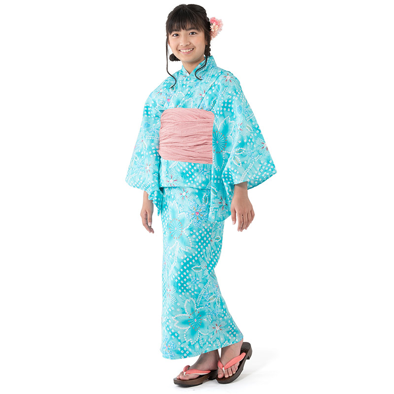 浴衣セット 女の子 140cm 150cm ジュニア しわ兵児帯 2点セット