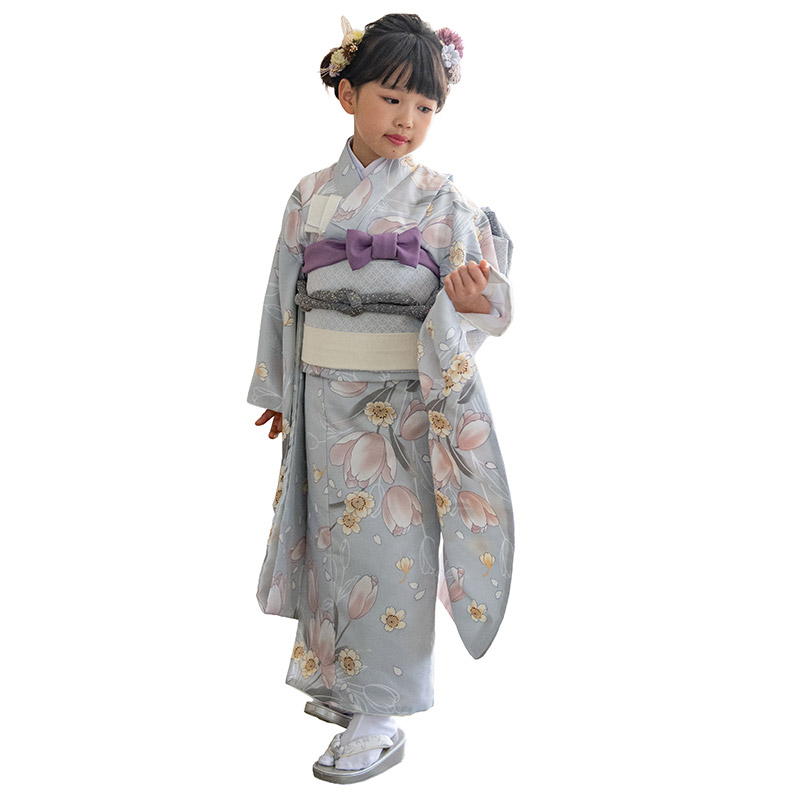 販売】七五三 女の子 7歳 7才 着物 バッグなしセット 青 黒 紅 薄紫