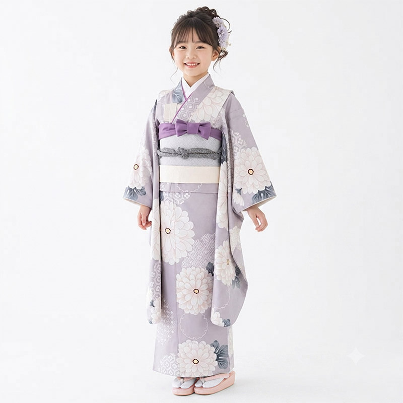 販売】七五三 女の子 7歳 7才 着物 バッグなしセット 青 黒 紅 薄紫