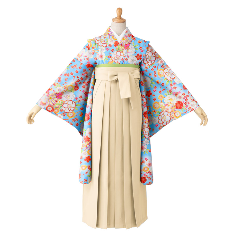 1／2成人(10才)　女の子用　着物袴セット 卒業式 袴セット 女の子 着物 二尺袖 帯 袴 襦袢 13参り 13歳 セット