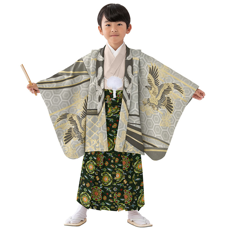 七五三五歳‼️完全️フルセット‼️家からは揃えてもらう事なし草履足袋新品ついてる KYOETSU 七五三 男 5歳 着物 豪華フルセット 絵羽 男の子 服装