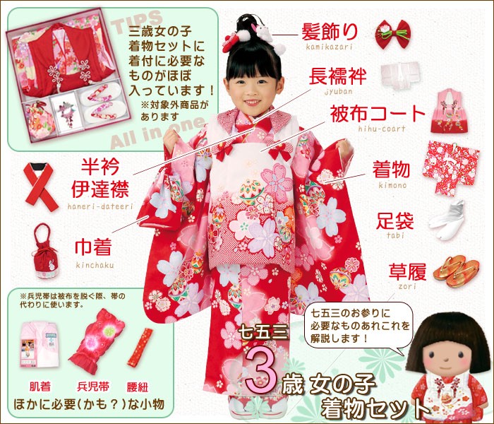 京都室町st. 七五三 着物 3歳 フルセット 正絹 高級 手描き友禅 金駒 