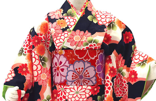 ジュニア 着物 子供着物 女の子の洗える着物セット 140/150サイズ