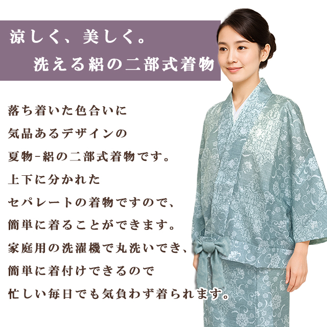 平和屋着物＊夏物　小紋　絽　乱菊　洗える着物　AABE9038jd kyoto-muromachi-st_anbro