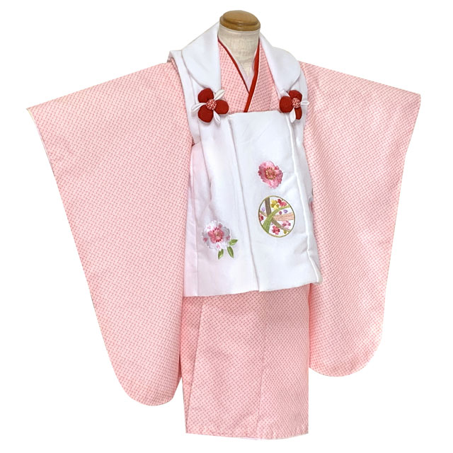 七五三 着物 3歳 女の子 被布コートセット 刺繍柄被布 染め疋田(鹿の子