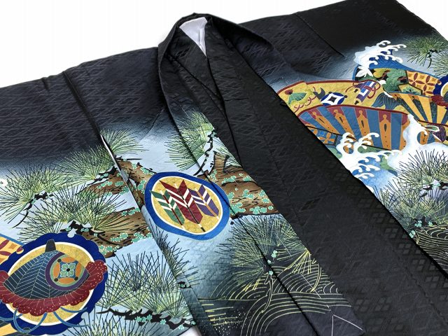 七五三 3歳 フルセット 男の子 刺繍入り羽織・着物と金襴袴のセット 3