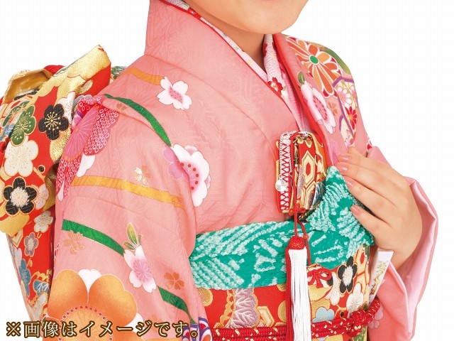 はこせこ 七五三 単品 女の子 正絹 刺繍 子供の筥迫「黄色 桜」HAK638
